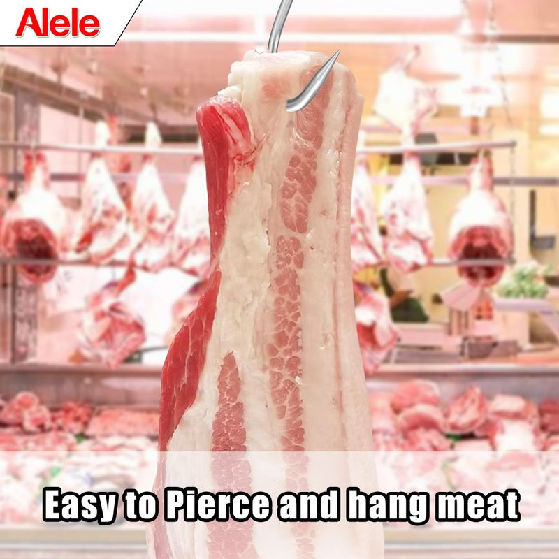 Alele 4pcs Swiveling Meat Hooks, 6mm Heavy Duty Stainless Steel Processing Butcher Hooks Fish Hunting Carcass Hanging Hook Pack of 4 (10 inch 6mm Swiveling Meat Hook) - Image 5